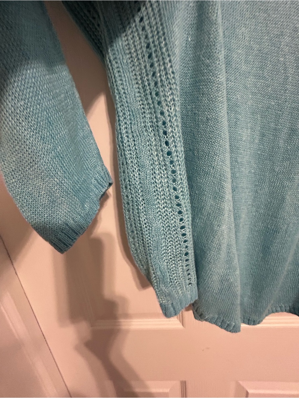 Talbots Aqua Linen Scoop Neck Sweater - Picture 2 of 9